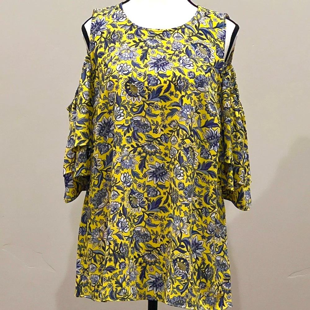 🆕MICHAEL KORS COLD SHOULDER FLORAL TOP SIZE L